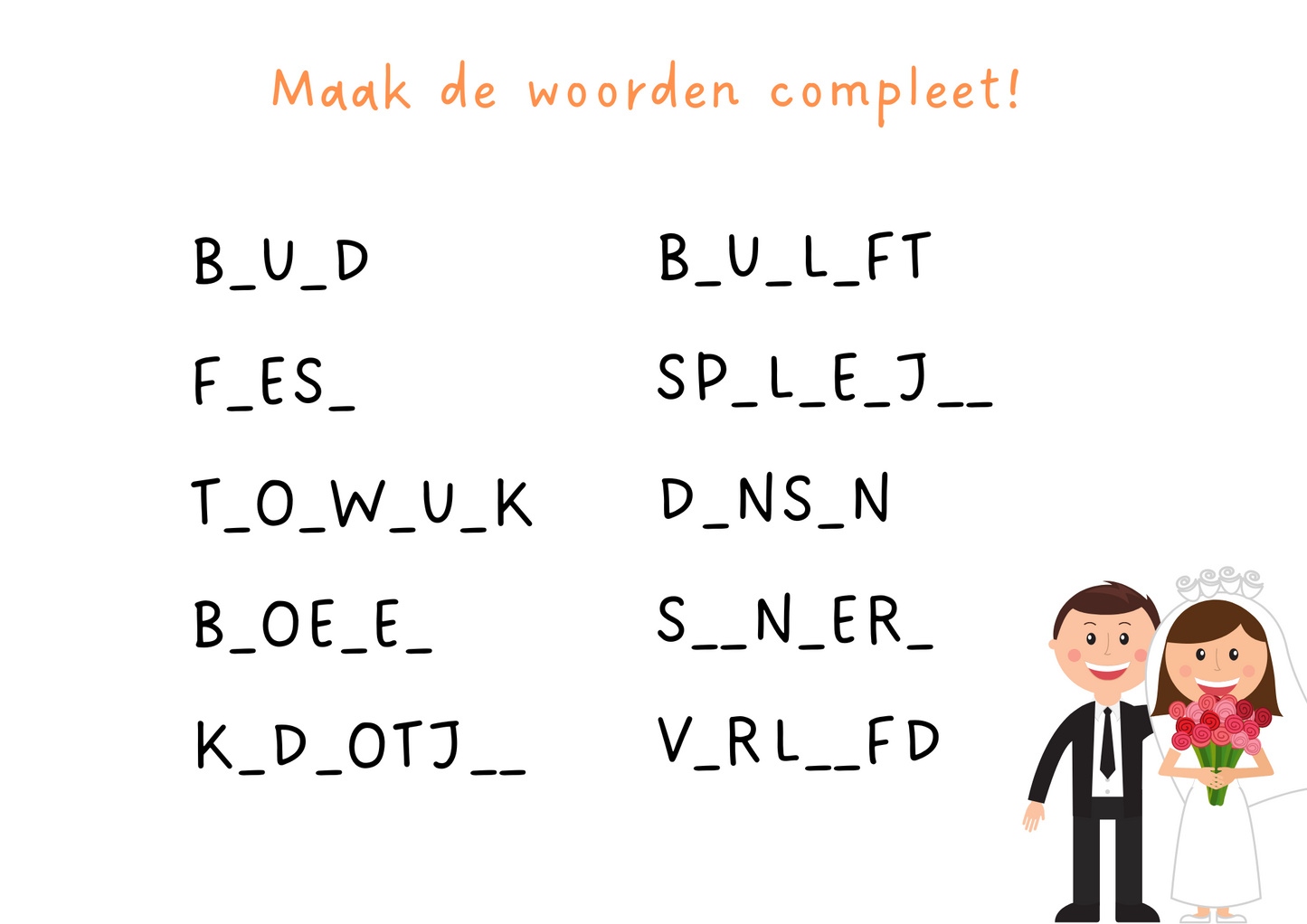 Bundel - Bruiloft spelletjes voor kinderen (Nederlandse versie)