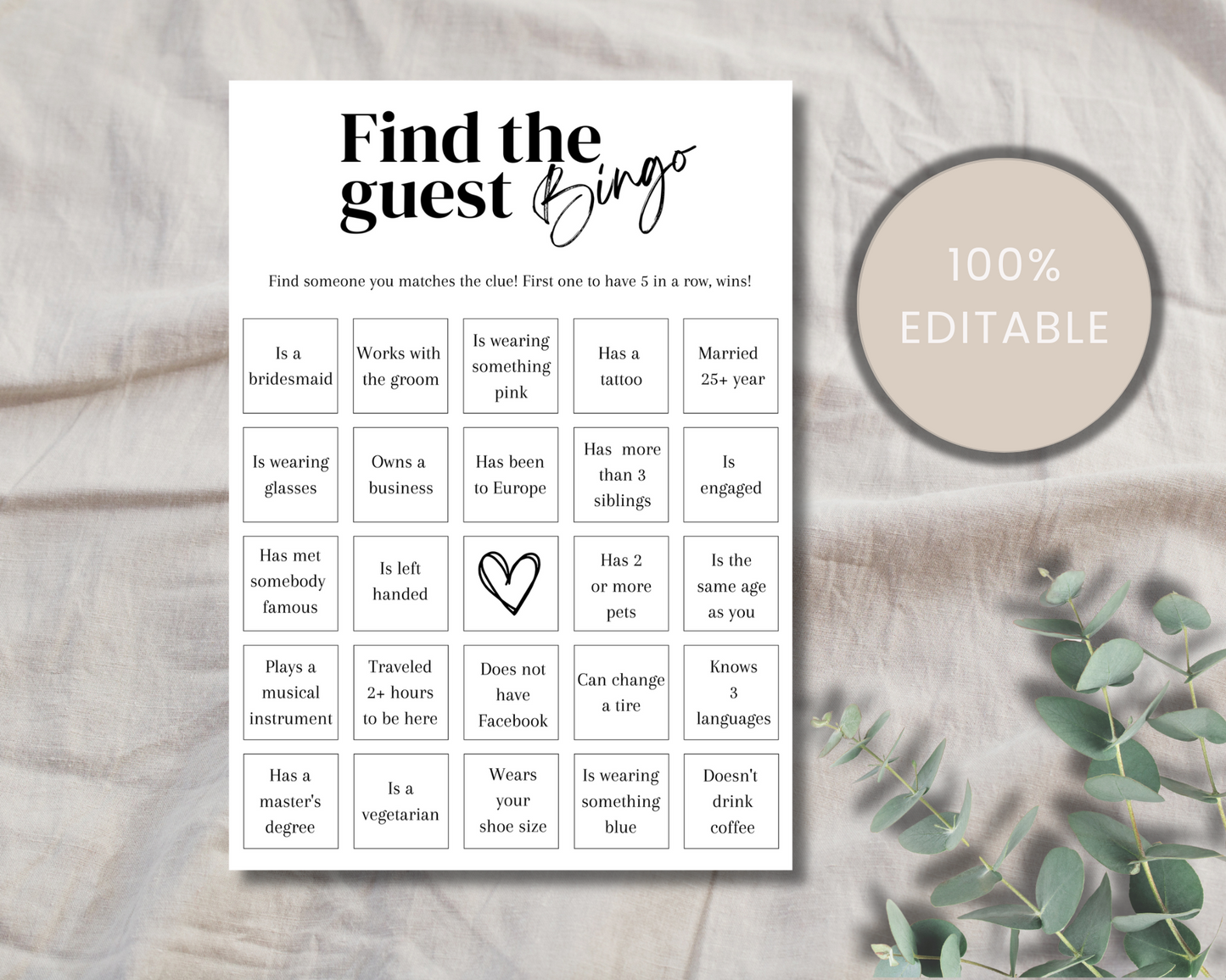 Find the guest - Bingo! (English version)